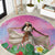 Woman Polynesian Tattoos Round Carpet Tropical Flower - Sweets Vibrant Color