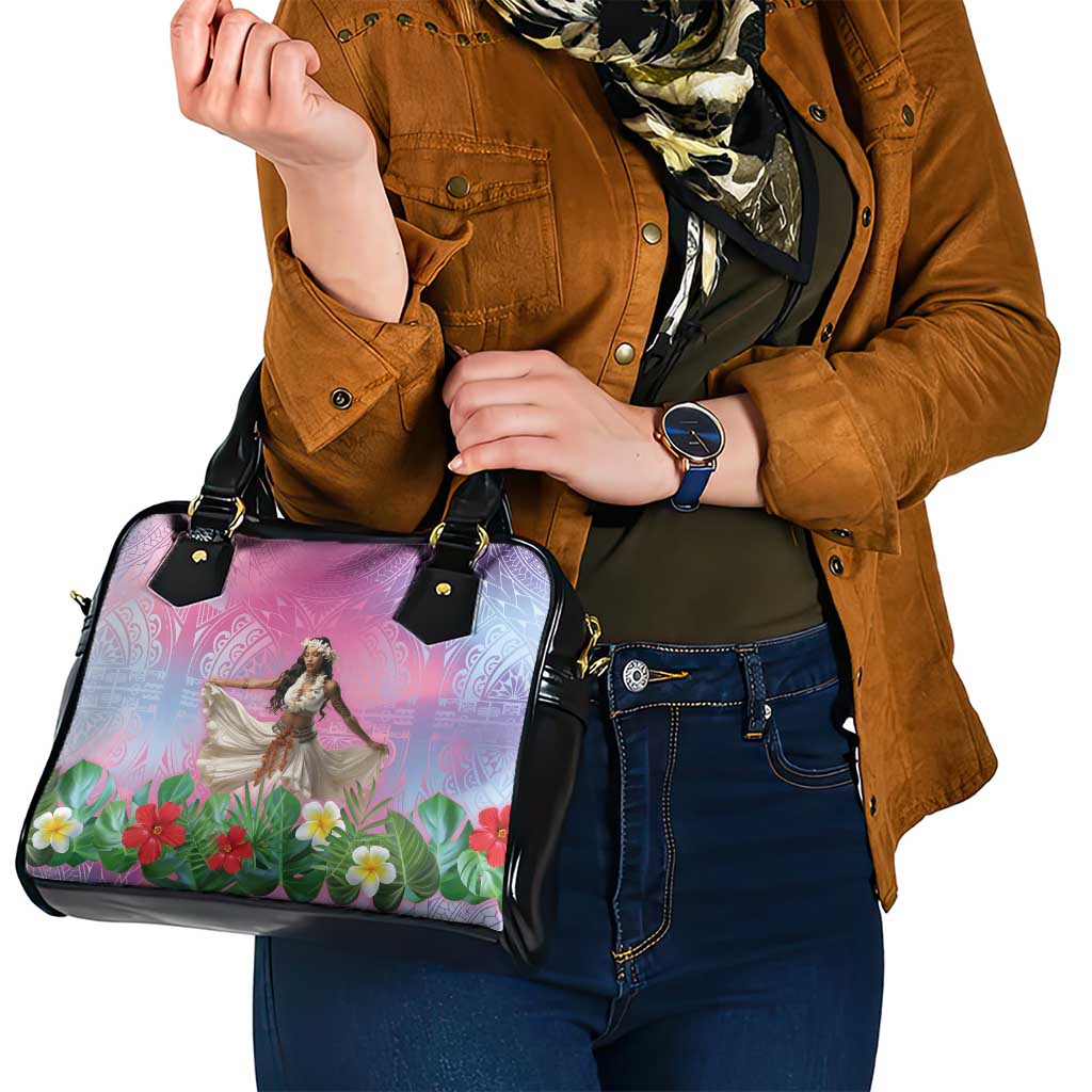 Woman Polynesian Tattoos Shoulder Handbag Tropical Flower - Sweets Vibrant Color