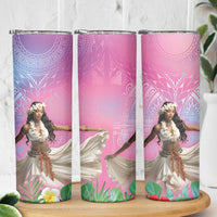 Woman Polynesian Tattoos Skinny Tumbler Tropical Flower - Sweets Vibrant Color