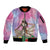 Woman Polynesian Tattoos Sleeve Zip Bomber Jacket Tropical Flower - Sweets Vibrant Color