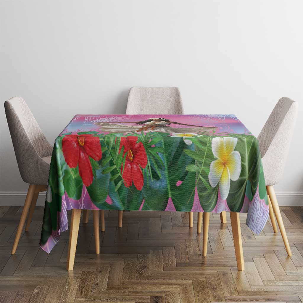 Woman Polynesian Tattoos Tablecloth Tropical Flower - Sweets Vibrant Color