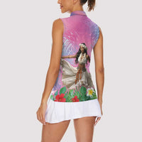 Woman Polynesian Tattoos Women Sleeveless Polo Shirt Tropical Flower - Sweets Vibrant Color LT03 - Polynesian Pride