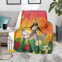 Woman Polynesian Tattoos Blanket Tropical Flower - Vibrant Hot Color
