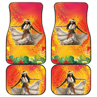 Woman Polynesian Tattoos Car Mats Tropical Flower - Vibrant Hot Color