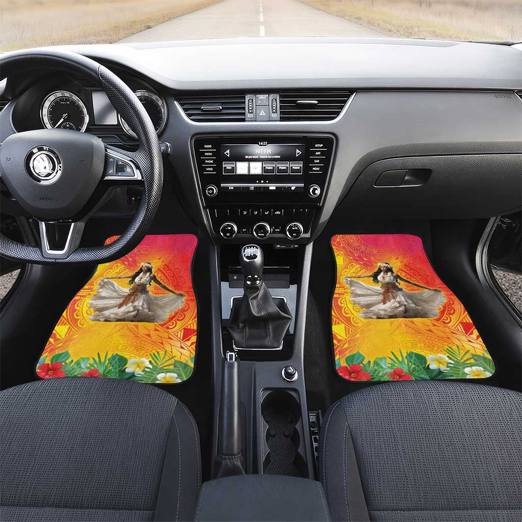Woman Polynesian Tattoos Car Mats Tropical Flower - Vibrant Hot Color
