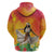 Woman Polynesian Tattoos Hoodie Tropical Flower - Vibrant Hot Color