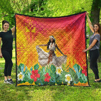 Woman Polynesian Tattoos Quilt Tropical Flower - Vibrant Hot Color LT03 - Polynesian Pride