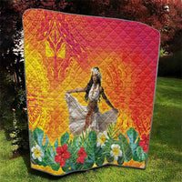 Woman Polynesian Tattoos Quilt Tropical Flower - Vibrant Hot Color LT03 - Polynesian Pride