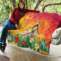 Woman Polynesian Tattoos Quilt Tropical Flower - Vibrant Hot Color LT03 - Polynesian Pride