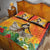 Woman Polynesian Tattoos Quilt Bed Set Tropical Flower - Vibrant Hot Color