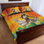 Woman Polynesian Tattoos Quilt Bed Set Tropical Flower - Vibrant Hot Color