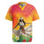 Woman Polynesian Tattoos Rugby Jersey Tropical Flower - Vibrant Hot Color