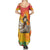 Woman Polynesian Tattoos Summer Maxi Dress Tropical Flower - Vibrant Hot Color