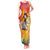 Woman Polynesian Tattoos Tank Maxi Dress Tropical Flower - Vibrant Hot Color