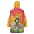 Woman Polynesian Tattoos Wearable Blanket Hoodie Tropical Flower - Vibrant Hot Color