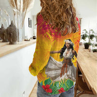 Woman Polynesian Tattoos Women Casual Shirt Tropical Flower - Vibrant Hot Color LT03 - Polynesian Pride