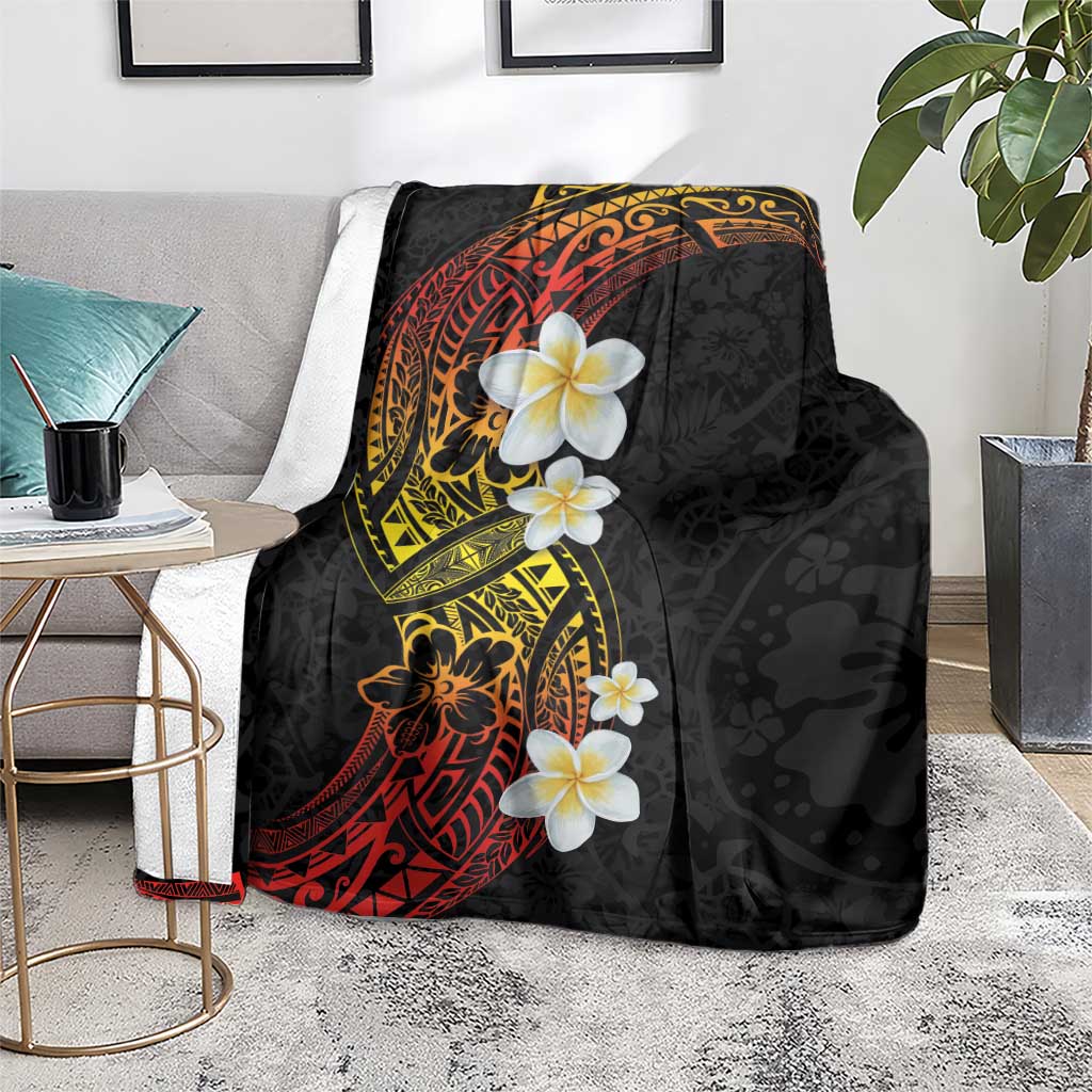 Plumeria Blanket Polynesian Tribal Frangipani Sunset