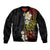 Plumeria Bomber Jacket Polynesian Tribal Frangipani Sunset