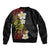 Plumeria Bomber Jacket Polynesian Tribal Frangipani Sunset