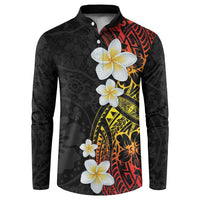 Plumeria Button Sweatshirt Polynesian Tribal Frangipani Sunset