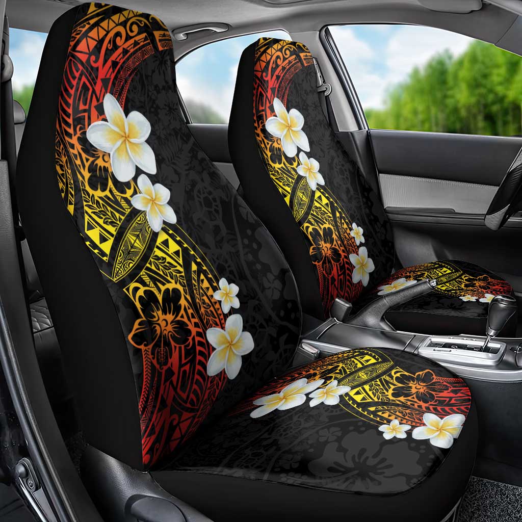 Plumeria Car Seat Cover Polynesian Tribal Frangipani Sunset