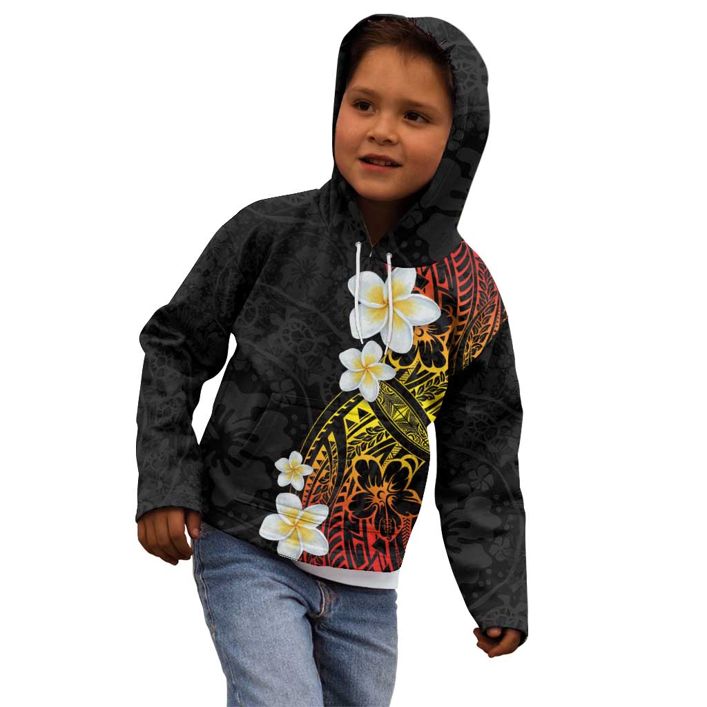 Plumeria Kid Hoodie Polynesian Tribal Frangipani Sunset