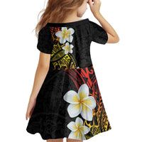 Plumeria Kid Short Sleeve Dress Polynesian Tribal Frangipani Sunset
