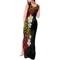 Plumeria Tank Maxi Dress Polynesian Tribal Frangipani Sunset