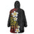 Plumeria Wearable Blanket Hoodie Polynesian Tribal Frangipani Sunset