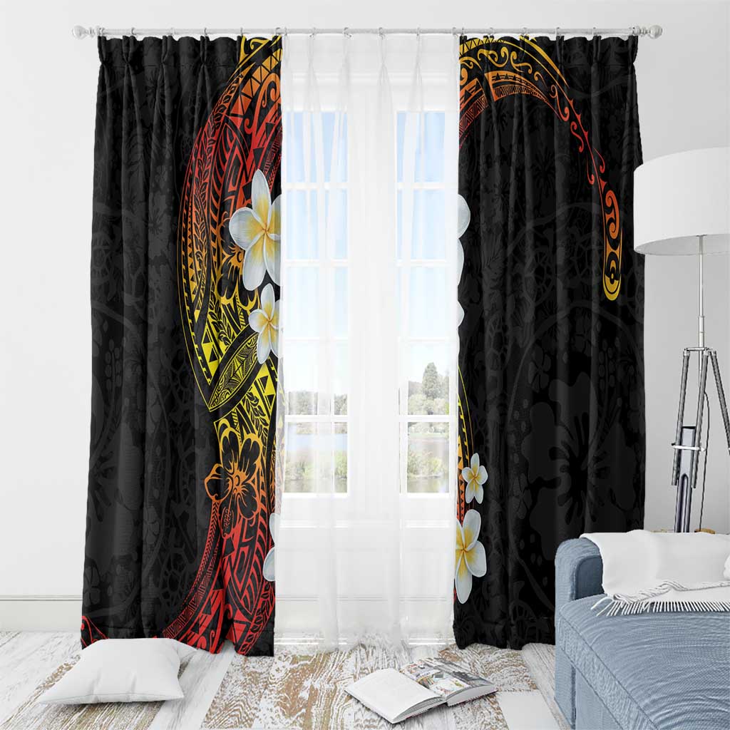 Plumeria Window Curtain Polynesian Tribal Frangipani Sunset