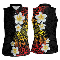 Plumeria Women Sleeveless Polo Shirt Polynesian Tribal Frangipani Sunset LT03 - Polynesian Pride