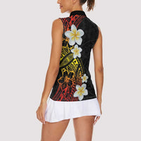Plumeria Women Sleeveless Polo Shirt Polynesian Tribal Frangipani Sunset LT03 - Polynesian Pride