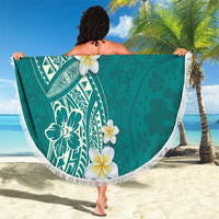 Plumeria Beach Blanket Polynesian Tribal Frangipani Teal