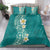 Plumeria Bedding Set Polynesian Tribal Frangipani Teal