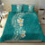 Plumeria Bedding Set Polynesian Tribal Frangipani Teal