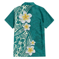 Plumeria Family Matching Long Sleeve Bodycon Dress and Hawaiian Shirt Polynesian Tribal Frangipani Teal LT03 - Polynesian Pride