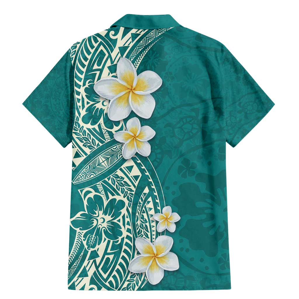 Plumeria Family Matching Mermaid Dress and Hawaiian Shirt Polynesian Tribal Frangipani Teal LT03 - Polynesian Pride