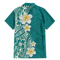 Plumeria Family Matching Mermaid Dress and Hawaiian Shirt Polynesian Tribal Frangipani Teal LT03 - Polynesian Pride