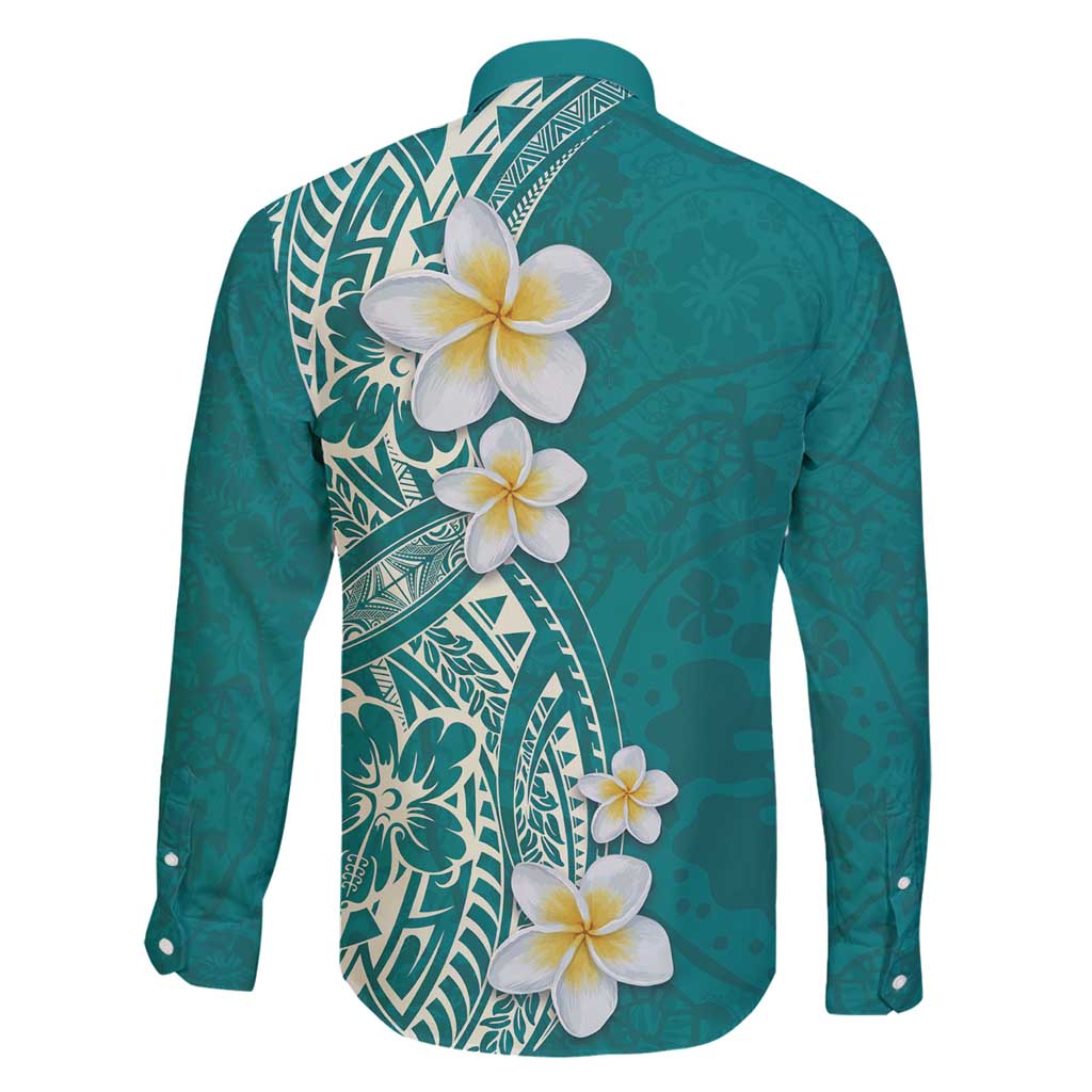 Plumeria Family Matching Mermaid Dress and Hawaiian Shirt Polynesian Tribal Frangipani Teal LT03 - Polynesian Pride