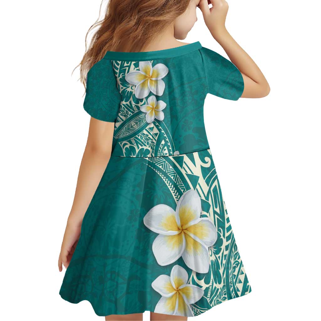 Plumeria Family Matching Puletasi and Hawaiian Shirt Polynesian Tribal Frangipani Teal LT03 - Polynesian Pride