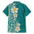 Plumeria Family Matching Tank Maxi Dress and Hawaiian Shirt Polynesian Tribal Frangipani Teal