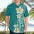 Plumeria Hawaiian Shirt Polynesian Tribal Frangipani Teal