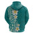 Plumeria Hoodie Polynesian Tribal Frangipani Teal