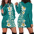 Plumeria Hoodie Dress Polynesian Tribal Frangipani Teal