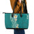 Plumeria Leather Tote Bag Polynesian Tribal Frangipani Teal