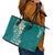 Plumeria Leather Tote Bag Polynesian Tribal Frangipani Teal