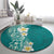 Plumeria Round Carpet Polynesian Tribal Frangipani Teal