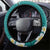 Plumeria Steering Wheel Cover Polynesian Tribal Frangipani Teal