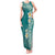 Plumeria Tank Maxi Dress Polynesian Tribal Frangipani Teal