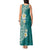 Plumeria Tank Maxi Dress Polynesian Tribal Frangipani Teal